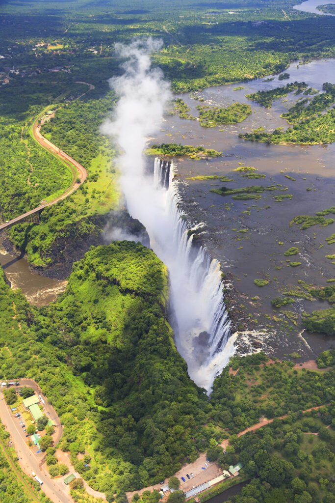 Aerial view of Victoria Falls and the Zambezi gorge