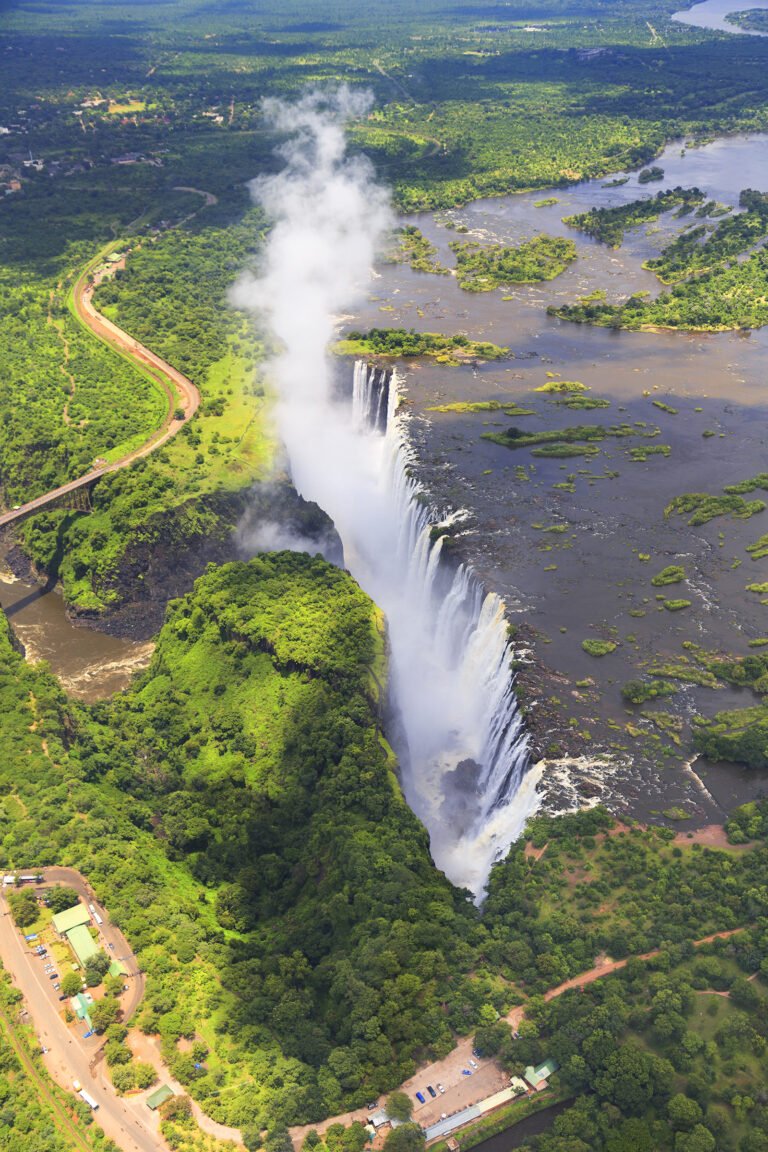 Aerial view of Victoria Falls and the Zambezi gorge